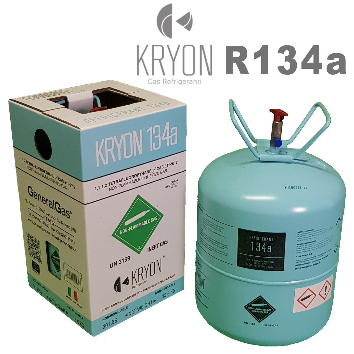 R134A Réfrigérant, 13,6 kg cylindre